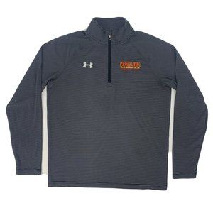 Men's Under Armour 1/4 Zip LS Shirt Maryland Terps Barbell Club Black Stripes M‎